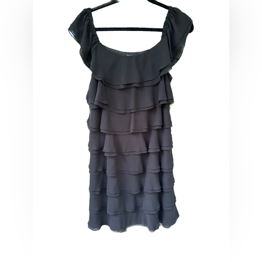 White House Black Market Black Dress with Ruffles, size 10